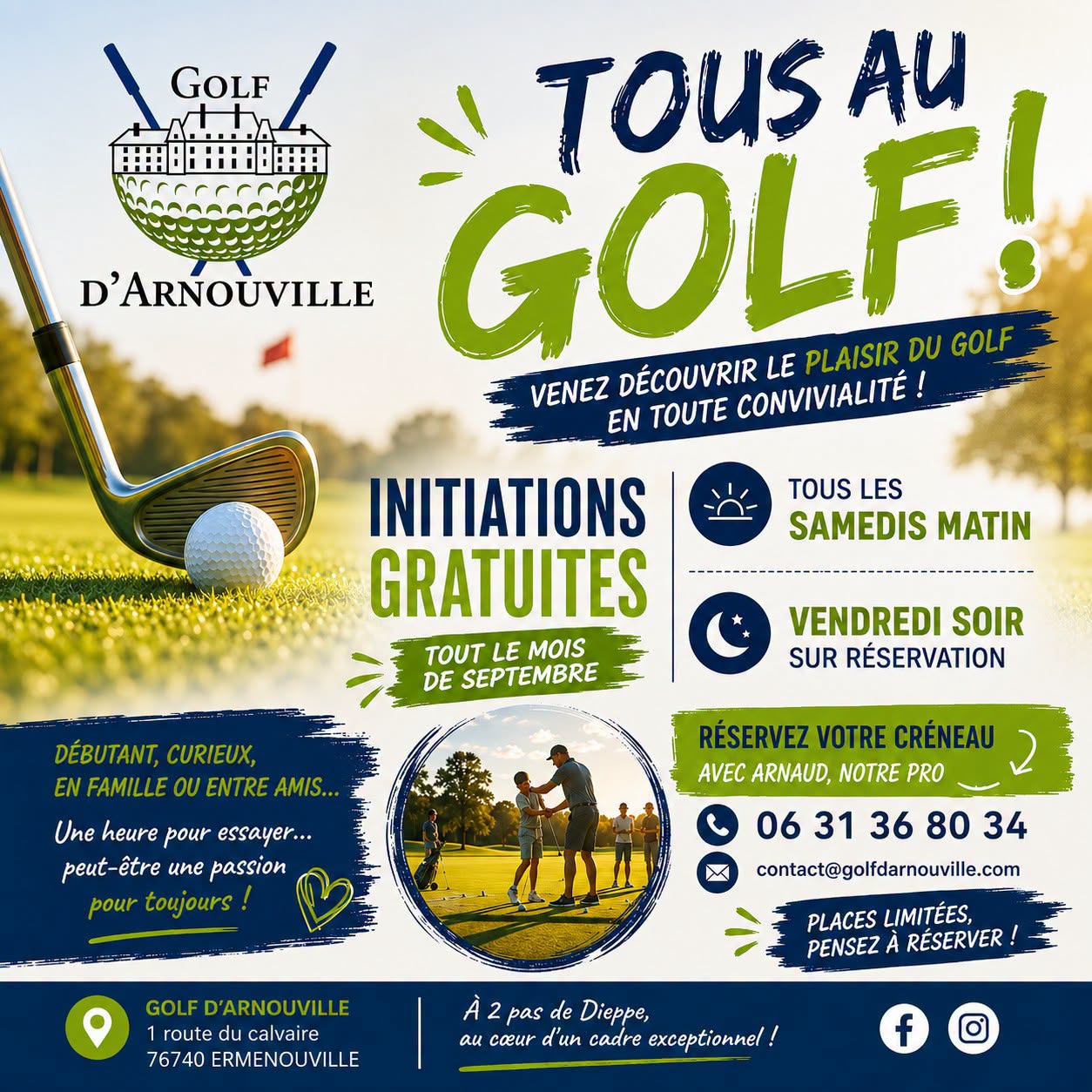 Initiations gratuites au Golf d'Arnouville en septembre
